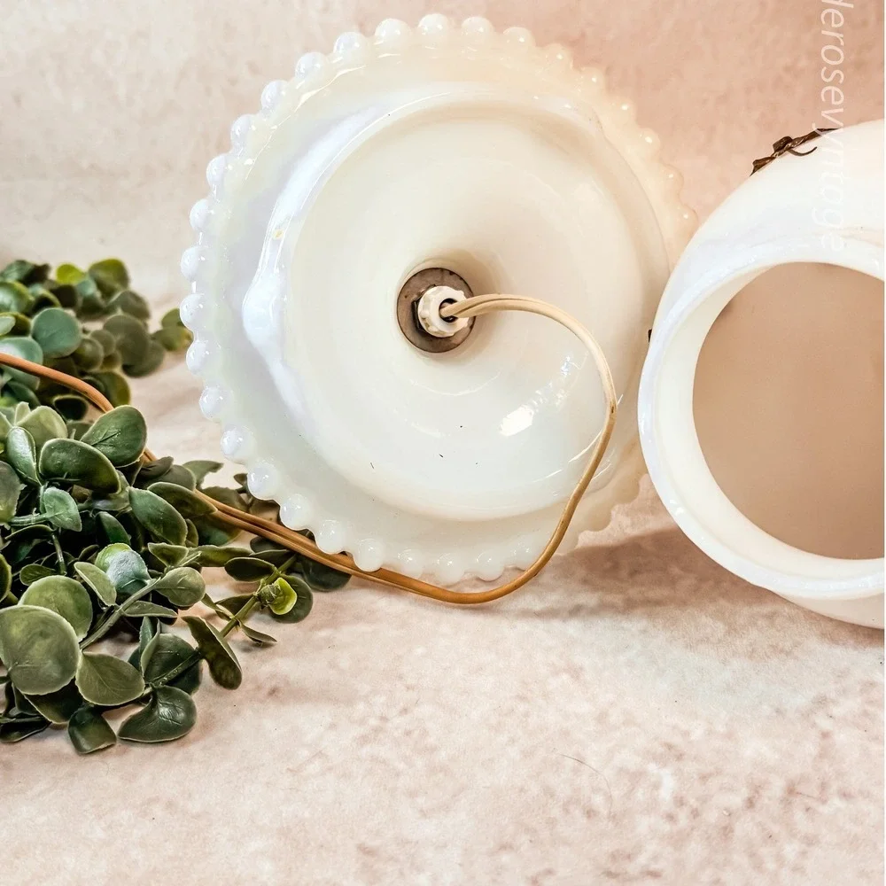 Milk Glass Lamp with Floral Details